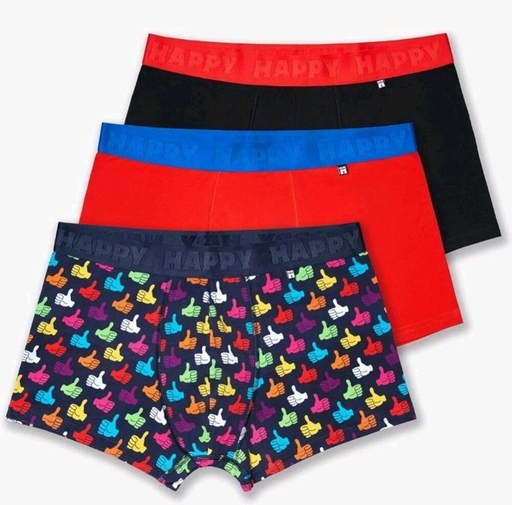 Happy Socks 3 Pack Boxer Thumbs Up Funny Gift Men's Size Large NEW IN BOX